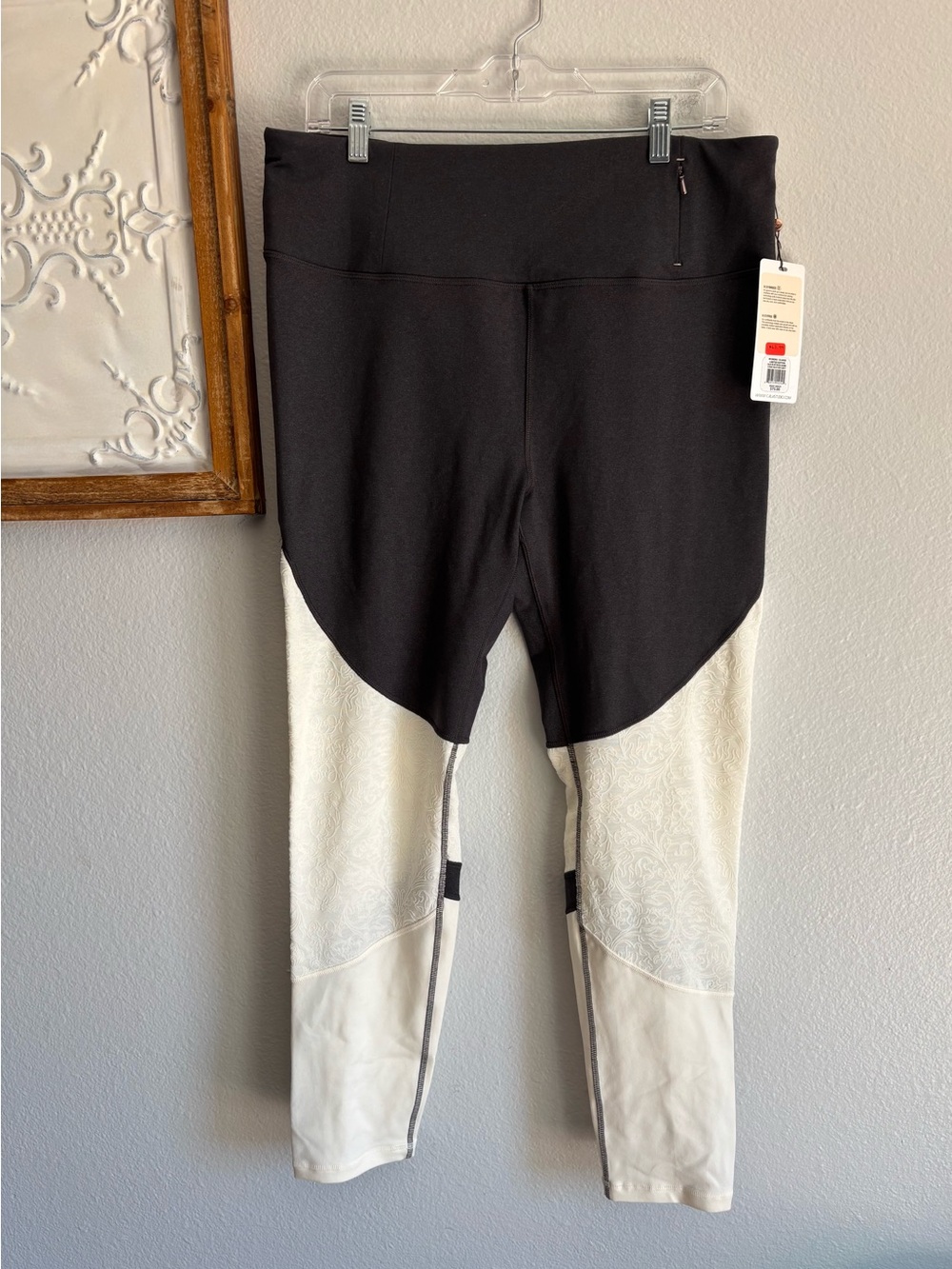 CALIA women workout athletic Leggings Womens Sz XL charcoal ivory high waist NWT